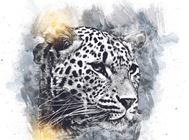 Namibya 'daki Leopar, resim, sanat, antika, antika resim çizimi