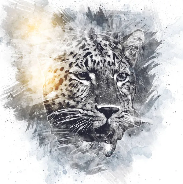 Der Leopard Namibia Illustration Kunst Vintage Retro Antike Zeichnung Malerei — Stockfoto