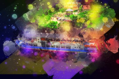 Wroclaw, Polonya 'daki kanal, sanat, ilüstrasyon, antika, model, minyatür