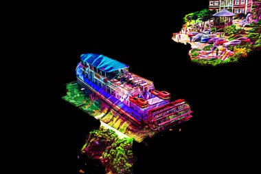 Wroclaw, Polonya 'daki kanal, sanat, ilüstrasyon, antika, model, minyatür