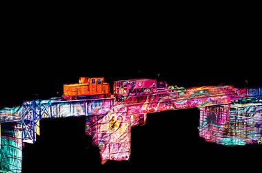 Küçük lokomotif, buhar, fotoğrafçılık, paslı, vagon, tren, sanat, illüstrasyon, çizim, eskiz, antika, retro, vintage, model, minyatür