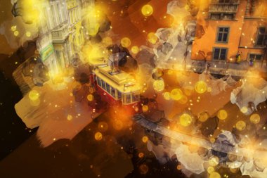 Wroclaw, Polonya 'daki belediye binası, sanat ilüstrasyonu antika, model, minyatür