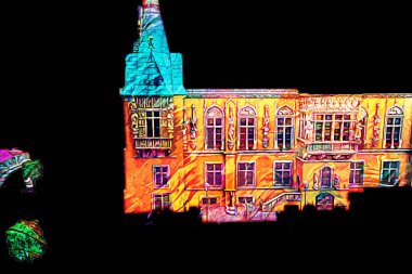 Wroclaw, Polonya 'daki belediye binası, sanat ilüstrasyonu antika, model, minyatür