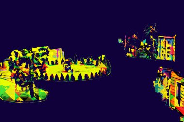 Wroclaw, Polonya 'daki belediye binası, sanat ilüstrasyonu antika, model, minyatür