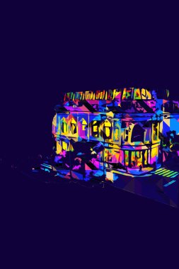 Wroclaw, Polonya 'da gece vakti sanat ilüstrasyonu antika, model, minyatür
