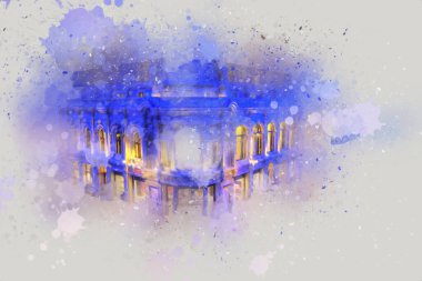 Wroclaw, Polonya 'da gece vakti sanat ilüstrasyonu antika, model, minyatür