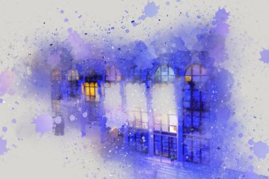 Wroclaw, Polonya 'da gece vakti sanat ilüstrasyonu antika, model, minyatür