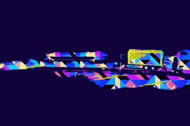 Geceleri, Wroclaw, Polonya 'daki eski moda buhar treni antika, model, minyatür sanat ilüstrasyonu