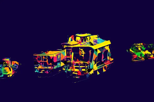 Small Locomotive Steam Photography Rusty Wagon Train Art Illustration Drawing — Stock Photo, Image