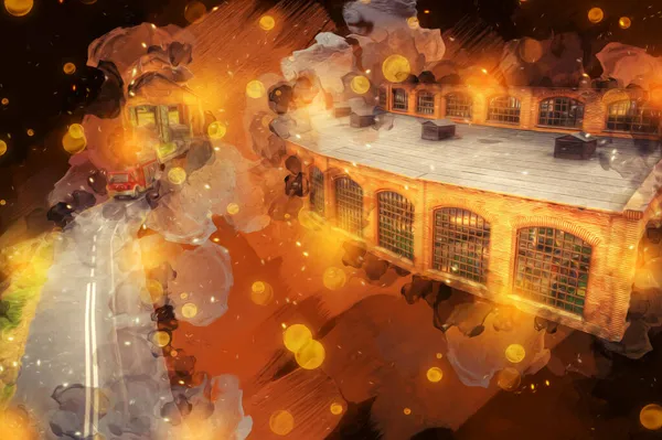 İstasyonda eski bir buhar treni, Wroclaw, Polonya, sanat ilüstrasyonu antika, model, minyatür