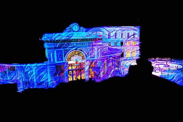 Wroclaw, Polonya 'da gece vakti sanat ilüstrasyonu antika, model, minyatür