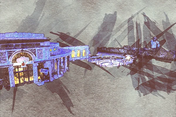 Wroclaw, Polonya 'da gece vakti sanat ilüstrasyonu antika, model, minyatür