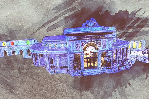 Wroclaw, Polonya 'da gece vakti sanat ilüstrasyonu antika, model, minyatür