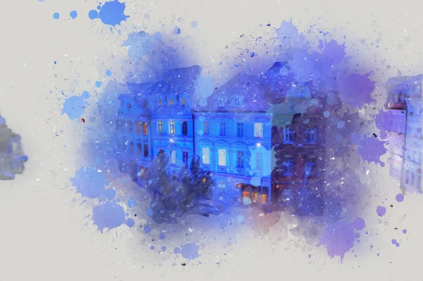 Wroclaw, Polonya 'da gece vakti sanat ilüstrasyonu antika, model, minyatür