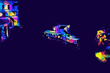 Wroclaw, Polonya 'da tramvay, sanat ilüstrasyonu antika, model, minyatür