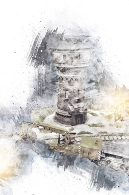 Demiryolu vinci, fotoğrafçılık, paslı, vagon, tren, sanat, illüstrasyon, çizim, eskiz, antika, retro, vintage.