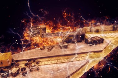 Demiryolu vinci, fotoğrafçılık, paslı, vagon, tren, sanat, illüstrasyon, çizim, eskiz, antika, retro, vintage.