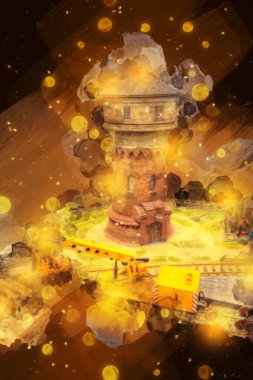 Demiryolu vinci, fotoğrafçılık, paslı, vagon, tren, sanat, illüstrasyon, çizim, eskiz, antika, retro, vintage.