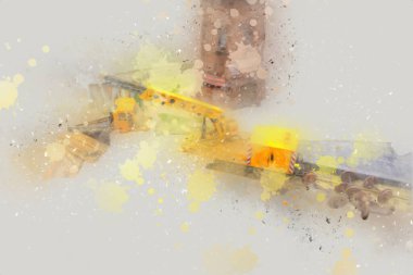 Demiryolu vinci, fotoğrafçılık, paslı, vagon, tren, sanat, illüstrasyon, çizim, eskiz, antika, retro, vintage.