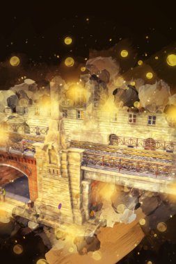 Wroclaw, Polonya 'da şehir, sanat ilüstrasyonu antika, model, minyatür