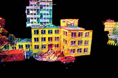 Wroclaw, Polonya 'da şehir, sanat ilüstrasyonu antika, model, minyatür