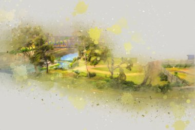 Wroclaw, Polonya 'da şehir, sanat ilüstrasyonu antika, model, minyatür