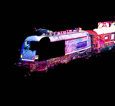 Avrupa 'daki tren istasyonunda yüksek hızlı tren. Demiryolu platformunda modern şehirlerarası tren. Demiryolu ve binaların üzerinde güzel bir yolcu treni olan şehir manzarası