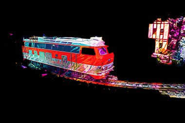 Avrupa 'daki tren istasyonunda yüksek hızlı tren. Demiryolu platformunda modern şehirlerarası tren. Demiryolu ve binaların üzerinde güzel bir yolcu treni olan şehir manzarası