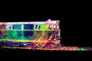 Avrupa 'daki tren istasyonunda yüksek hızlı tren. Demiryolu platformunda modern şehirlerarası tren. Demiryolu ve binaların üzerinde güzel bir yolcu treni olan şehir manzarası