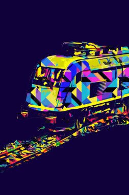 Avrupa 'daki tren istasyonunda yüksek hızlı tren. Demiryolu platformunda modern şehirlerarası tren. Demiryolu ve binaların üzerinde güzel bir yolcu treni olan şehir manzarası