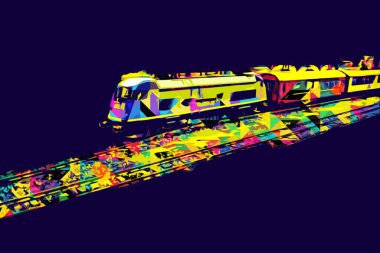 Avrupa 'daki tren istasyonunda yüksek hızlı tren. Demiryolu platformunda modern şehirlerarası tren. Demiryolu ve binaların üzerinde güzel bir yolcu treni olan şehir manzarası