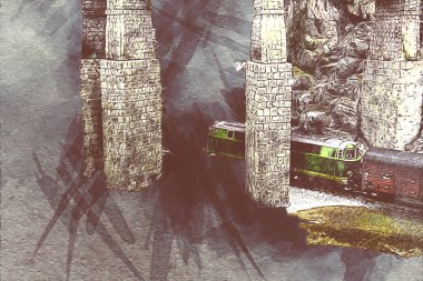 Avrupa 'daki tren istasyonunda yüksek hızlı tren. Demiryolu platformunda modern şehirlerarası tren. Demiryolu ve binaların üzerinde güzel bir yolcu treni olan şehir manzarası