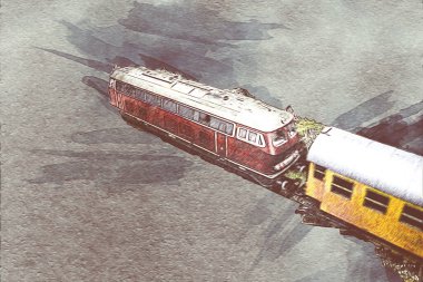 Avrupa 'daki tren istasyonunda yüksek hızlı tren. Demiryolu platformunda modern şehirlerarası tren. Demiryolu ve binaların üzerinde güzel bir yolcu treni olan şehir manzarası