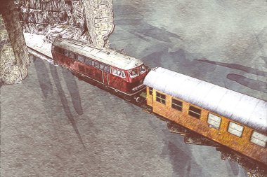 Avrupa 'daki tren istasyonunda yüksek hızlı tren. Demiryolu platformunda modern şehirlerarası tren. Demiryolu ve binaların üzerinde güzel bir yolcu treni olan şehir manzarası