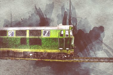 Avrupa 'daki tren istasyonunda yüksek hızlı tren. Demiryolu platformunda modern şehirlerarası tren. Demiryolu ve binaların üzerinde güzel bir yolcu treni olan şehir manzarası