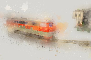 Avrupa 'daki tren istasyonunda yüksek hızlı tren. Demiryolu platformunda modern şehirlerarası tren. Demiryolu ve binaların üzerinde güzel bir yolcu treni olan şehir manzarası