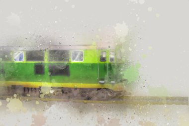 Avrupa 'daki tren istasyonunda yüksek hızlı tren. Demiryolu platformunda modern şehirlerarası tren. Demiryolu ve binaların üzerinde güzel bir yolcu treni olan şehir manzarası