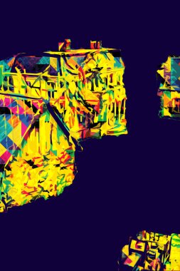 Polonya 'da küçük bir çiftlik için avantajlı bir bakış açısı, minyatür bir görünüm ve his, sanat, ilüstrasyon, antika, antika, model, minyatür