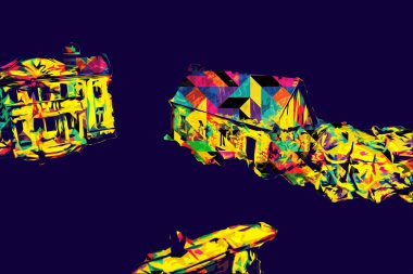 Polonya 'da küçük bir çiftlik için avantajlı bir bakış açısı, minyatür bir görünüm ve his, sanat, ilüstrasyon, antika, antika, model, minyatür