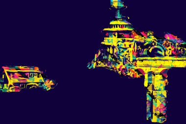 Polonya, Karkonosze 'daki dağ evinde kış karı, sanat, ilüstrasyon, antika, model, minyatür