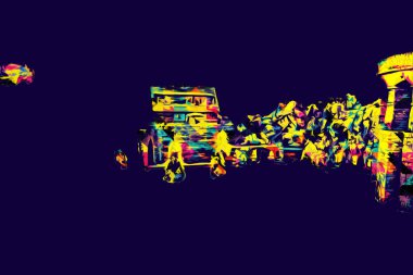 Polonya, Karkonosze 'daki dağ evinde kış karı, sanat, ilüstrasyon, antika, model, minyatür