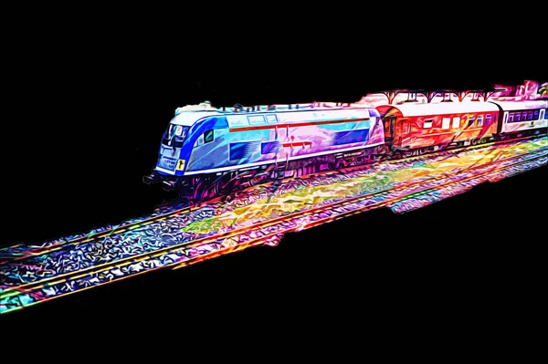 Szybki Pociąg Dworcu Kolejowym Europie Nowoczesny Pociąg Międzymiastowy Peronie Kolejowym — Zdjęcie stockowe
