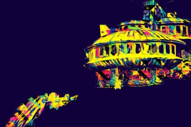 Karkonosze dağlarındaki Sniezka tepesi, Karpacz, Polonya. sanat, ilüstrasyon, vintage, retro, antika, model, minyatür