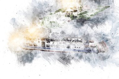 Wroclaw, Polonya 'daki kanal, sanat, ilüstrasyon, antika, model, minyatür