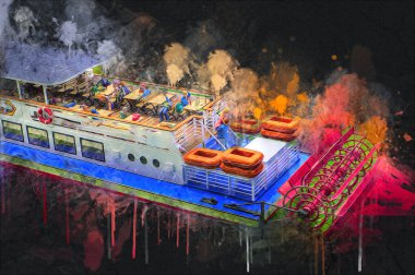 Wroclaw, Polonya 'daki kanal, sanat, ilüstrasyon, antika, model, minyatür