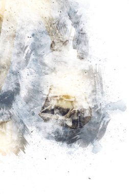 Büyük iskele vinçleri, derin deniz gemilerinin boşaltılması için hazırlandı. Sanatsal ilüstrasyon antika, model, minyatür.