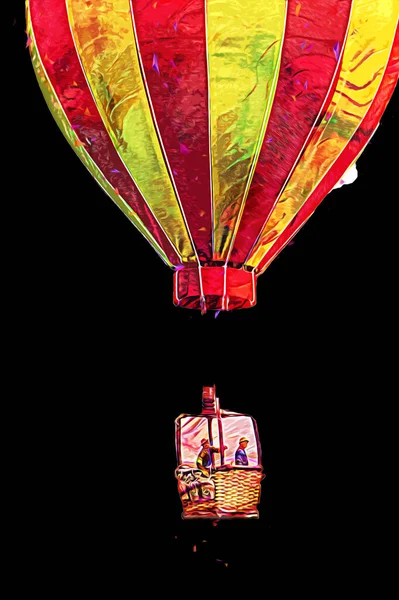 Voo Balão Quente Colorido Arte Ilustração Vintage Retro Antiguidade Modelo — Fotografia de Stock
