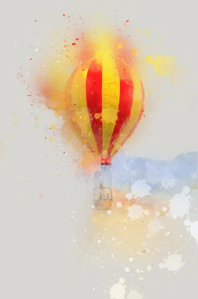 Lot Kolorowy Balon Gorące Powietrze Sztuka Ilustracja Vintage Retro Antyk — Zdjęcie stockowe