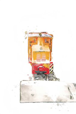 Küçük lokomotif, buhar, fotoğrafçılık, paslı, vagon, tren, sanat, illüstrasyon, çizim, eskiz, antika, retro, vintage, model, minyatür