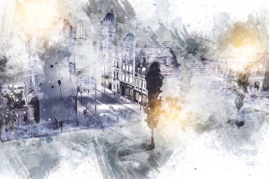 Wroclaw, Polonya 'da gece vakti sanat ilüstrasyonu antika, model, minyatür